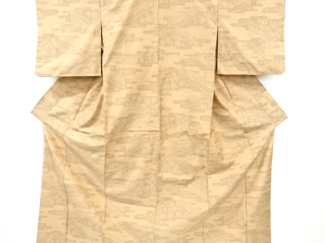 JAPANESE KIMONO / ANTIQUE KIMONO / SILK / TOKAMACHI TSUMUGI / WOVEN EGASUMI & FLORAL PLANTS